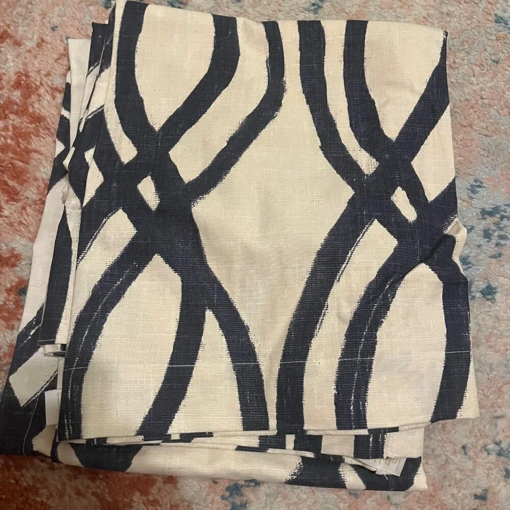 Set of 2 - 48x 63 Midnight West Elm Curtains Scribble